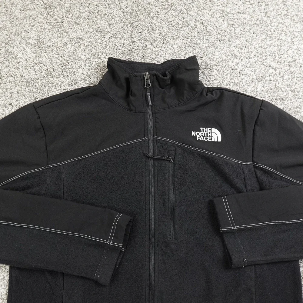 North Face Jacket Mens M Black Full Zip Fleece Softshell Outdoor Hiking‎ Trail